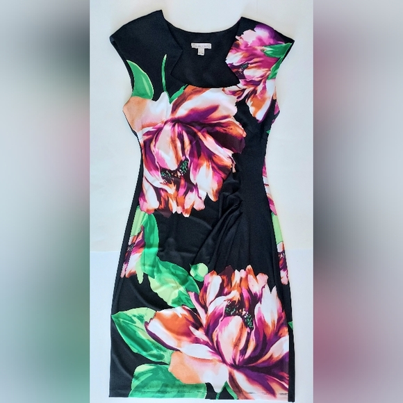 Gorgeous Ladies 8 db Established 1962 Square Neck Sleeveless Fitted Floral Dress - Picture 1 of 11